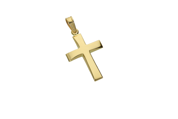 Σταυρός Βάπτισης για αγόρι σε χρυσό 14Κ γυαλιστερός πομπέ