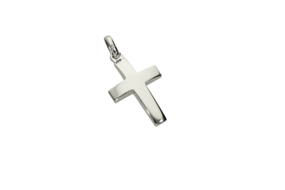 Σταυρός Βάπτισης για αγόρι σε λευκόχρυσο 9Κ γυαλιστερός πομπέ
