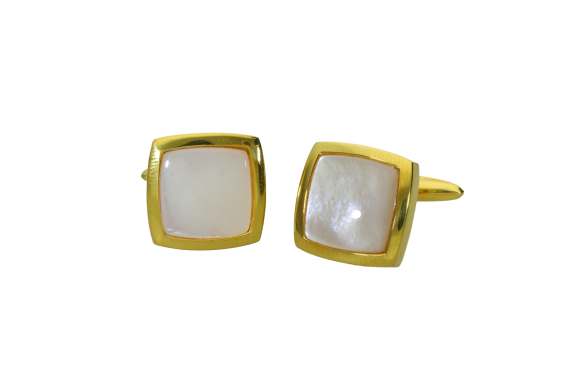 Μανικετόκουμπα σε Ασήμι 925° Τετράγωνο Γυαλιστερό με Φίλντισι, επιχρυσωμένα