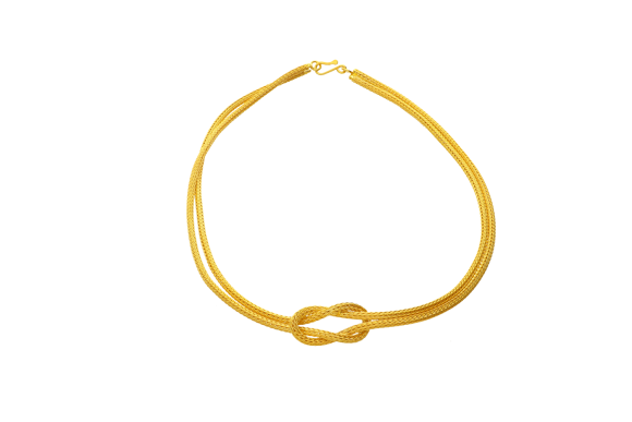 Κολιέ σε ασήμι 925° επίχρυσο με πλεκτή αλυσίδα κόμπο του Ηρακλή 