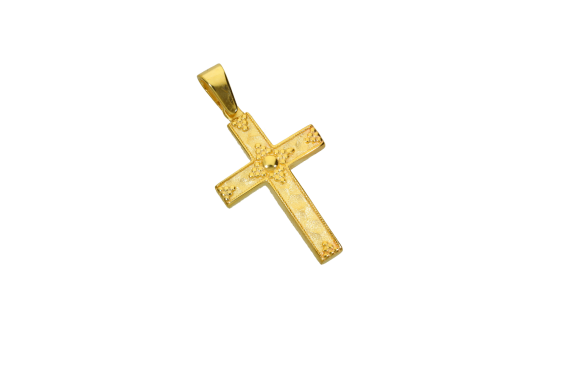 Σταυρός Βάπτισης σε χρυσό 9Κ για κορίτσι σε αρχαϊκό στυλ 