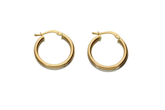 Σκουλαρίκια σε δίχρωμο χρυσό 14Κ κρίκοι στρογγυλοί 