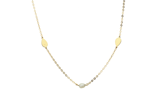 Κολιέ σε χρυσό 9Κ με σταγόνες και μαργαριταράκια