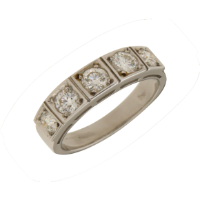 Δαχτυλίδι σε λευκόχρυσο 18K σειρέ τετραγωνισμένο ντεγκραντέ με διαμάντια 