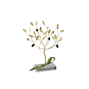 Διακοσμητικό σε Ορείχαλκο Χειροποίητο Δέντρο Ελιάς σε βάση από πλέξι γκλας
