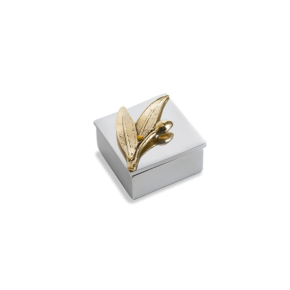 Κουτί σε αλουμίνιο τετράγωνο  με Κλαδί Ελιάς σε Ορείχαλκο 