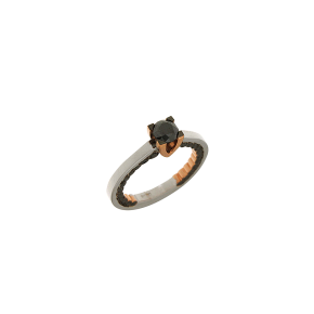 Δακτυλίδι σε ροζ χρυσό & λευκόχρυσο 18Κ μονόπετρο με μαύρα και λευκά διαμάντια