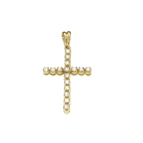 Σταυρός γυναικείος αρραβώνα γάμου ή Βάπτισης σε Χρυσό 18K Σειρέ Ορθογώνιος λεπτός με Διαμάντια  