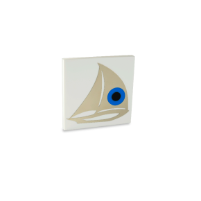 Διακοσμητικό γούρι παιδικό ή σπιτιου με ατσάλι, Καράβι με μάτι πάνω σε λευκό τετράγωνο πλέξι γκλας