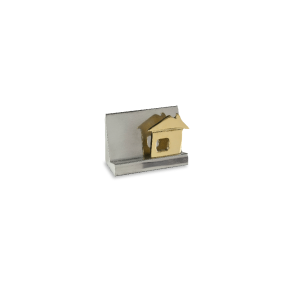 Καρτοθήκη σε Αλουμίνιο τριγωνική με σπίτι σε ορείχαλκο