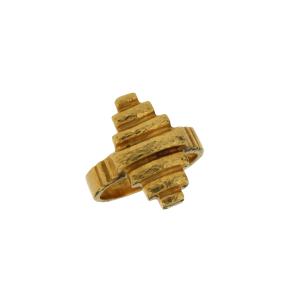Δακτυλίδι σε χρυσό 18Κ σφυρήλατο, διπλή πυραμίδα σε αρχαϊκό στυλ 