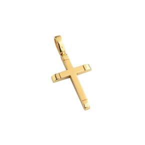 Σταυρός Ανδρικός Βαπτιστικός για Αγόρι σε χρυσό 14K Ορθογώνιος λεπτός σατινέ ματ και γυαλιστερός