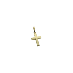 Σταυρός για Αγόρι σε χρυσό 14Κ πομπέ, μακρόστενος γυαλιστερός με εξωτερικό κρίκο