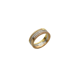 Βέρα-δακτυλίδι γυναικείο τρίχρωμο με διαμάντια κοπής μπριγιάν σε 4 σειρές