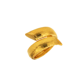 Δαχτυλίδι σε ασήμι 925° επίχρυσο, Σφυρήλατο φαρδύ φουσκωτό αντικριστό