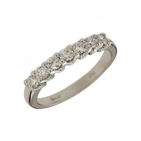 Δαχτυλίδι Σειρέ σε λευκόχρυσο 18Κ με καστόνια σε V με Επτά λαμπερά Διαμάντια.