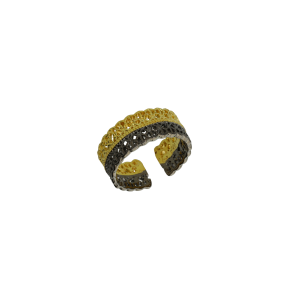 Δαχτυλίδι σε ασήμι 925°, δαντελωτό διπλό μερικώς επιχρυσωμένο και οξειδωμένο