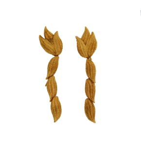 Σκουλαρίκια σε χρυσό 18Κ τριπλό φύλλο πάνω στο αυτί με κρεμαστά 3 φύλλα 