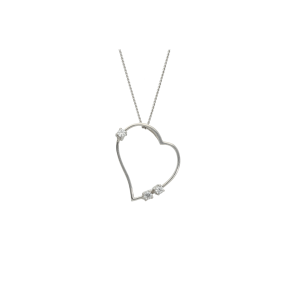 Μενταγιόν από λευκόχρυσο 14Κ σε σχέδιο καρδιάς από σύρμα και τρία ζιργκόν