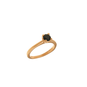 Μονόπετρο δαχτυλίδι αρραβώνων σε ροζ χρυσό 14Κ, απλό λεπτό σχέδιο με ένα μαύρο ζιργκόν\