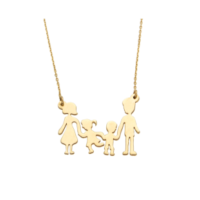 Κολιέ σε χρυσό 14Κ Οικογένεια με αγοράκι και κοριτσάκι σε αλυσίδα λεπτή