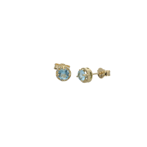 Σκουλαρίκια σε στρογγυλές ροζέτες από χρυσό 18Κ, με διαμάντια και ανοιχτά τοπάζ