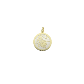 Ζώδιο Λέων σε δίχρωμο χρυσό 14Κ με βάση από λευκόχρυσο και σκαλιστό το ζώδιο σε χρυσό