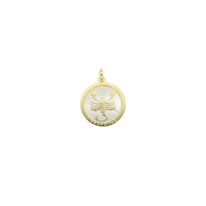 Ζώδιο Σκορπιός σε δίχρωμο χρυσό 14Κ με βάση από λευκόχρυσο και σκαλιστό το ζώδιο σε χρυσό