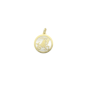 Ζώδιο Αιγόκερος σε δίχρωμο χρυσό 14Κ με βάση από λευκόχρυσο και σκαλιστό το ζώδιο σε χρυσό