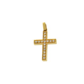 Σταυρός Βαπτιστικός για Κορίτσια σε Χρυσό 18Κ Ορθογώνιος Γυαλιστερός με Πιστοποιημένα Διαμάντια