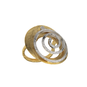 Δαχτυλίδι σε Ασήμι Επιχρυσωμένο 925  Στρόγγυλο Ματ & Γυαλιστερό έκκεντρη κυκλική τρύπα με σπείρα
