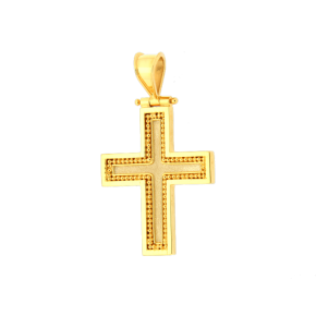 Σταυρός γυναικείoς, βαπτιστικός για κορίτσι σε Χρυσό 18Κ Χειροποίητος Βυζαντινός ορθογώνιος με κοκκίδωση