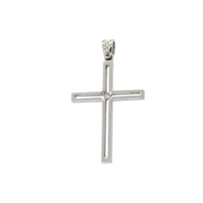 Σταυρός Βάπτισης Για Κορίτσι σε Λευκόχρυσο Κ18 Ορθογώνιος με ένα Διαμάντι 