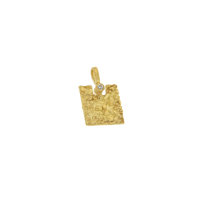Μενταγιόν σε Χρυσό 18K Τετράγωνο Ζαγρέ με ένα Διαμάντι 