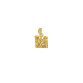 Μενταγιόν σε Χρυσό 18K Τετράγωνο Ζαγρέ μίνι με ένα Διαμάντι 