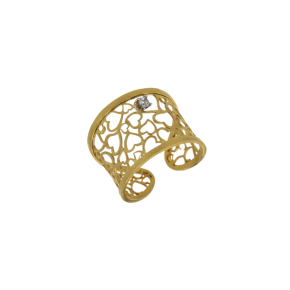 Δαχτυλίδι σε Χρυσό 14K Σεβαλιέ με καρδούλες και ένα ζιργκόν 