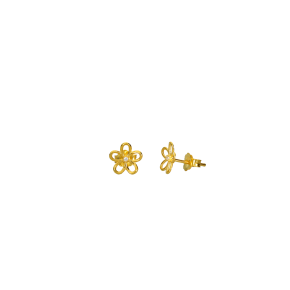 Σκουλαρίκια σε χρυσό 14Κ ένα διάτρητο λουλούδι με Ζιργκόν