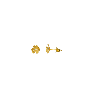 Σκουλαρίκια σε χρυσό 14Κ ένα λουλούδι με Ζιργκόν