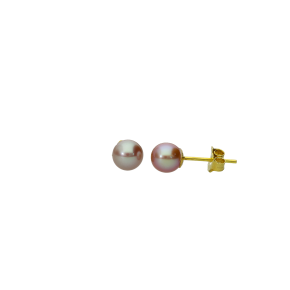 Σκουλαρίκια σε χρυσό 18Κ μπόκολες απλές με Μαργαριτάρια ροζ γλυκού νερού