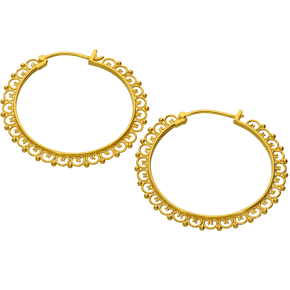 Σκουλαρίκια σε χρυσό 18Κ, χειροποίητοι κρίκοι με κοκκίδωση και συρματερή τεχνική 