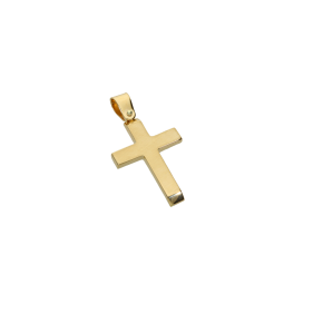 Σταυρός Βάπτισης για αγόρι σε χρυσό 14Κ ορθογώνιος κλασικός με παρτή άκρη πάνω κάτω
