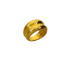 Δαχτυλίδι σε χρυσό 18Κ χειροποίητο μπουλ διπλό σφυρήλατο 