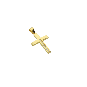 Σταυρός Βάπτισης για κορίτσι σε χρυσό 14Κ με ζιργκόν στο κάτω μέρος του σταρού 