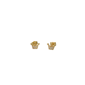 Σκουλαρίκια σε χρυσό 9Κ μία κορώνα με ζιργκόν