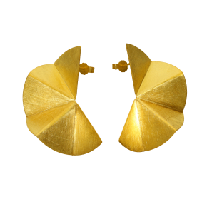 Σκουλαρίκια χειροποίητα σε χρυσό 14Κ μισή βεντάλια μεγάλα