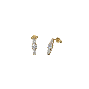 Σκουλαρίκια πάνω στο αυτί σε χρυσό 14Κ με τρία Ζιργκόν