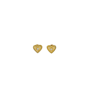 Σκουλαρίκια σε χρυσό 14Κ καρδιλες με Ζιργκόν