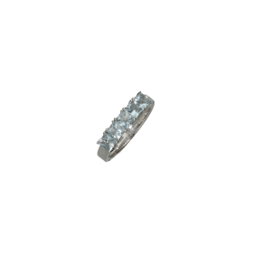 Δαχτυλίδι σειρέ σε λευκόχρυσο 18Κ με Τετράγωνες Aqua Marine
